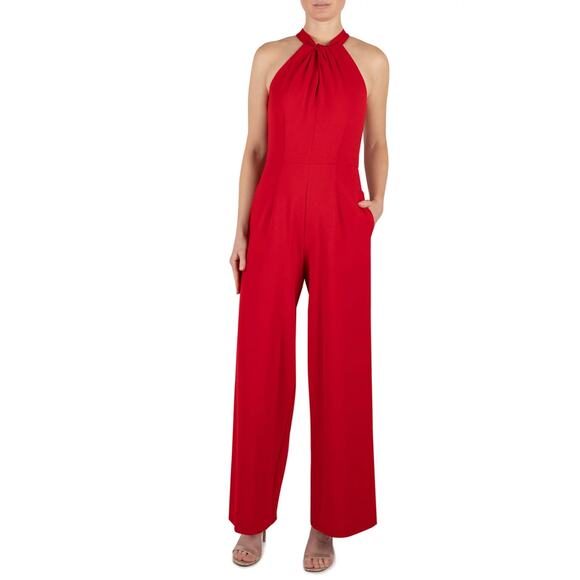JULIA JORDAN Red Halter Wide-Leg Jumpsuit // 8 - Picture 12 of 12